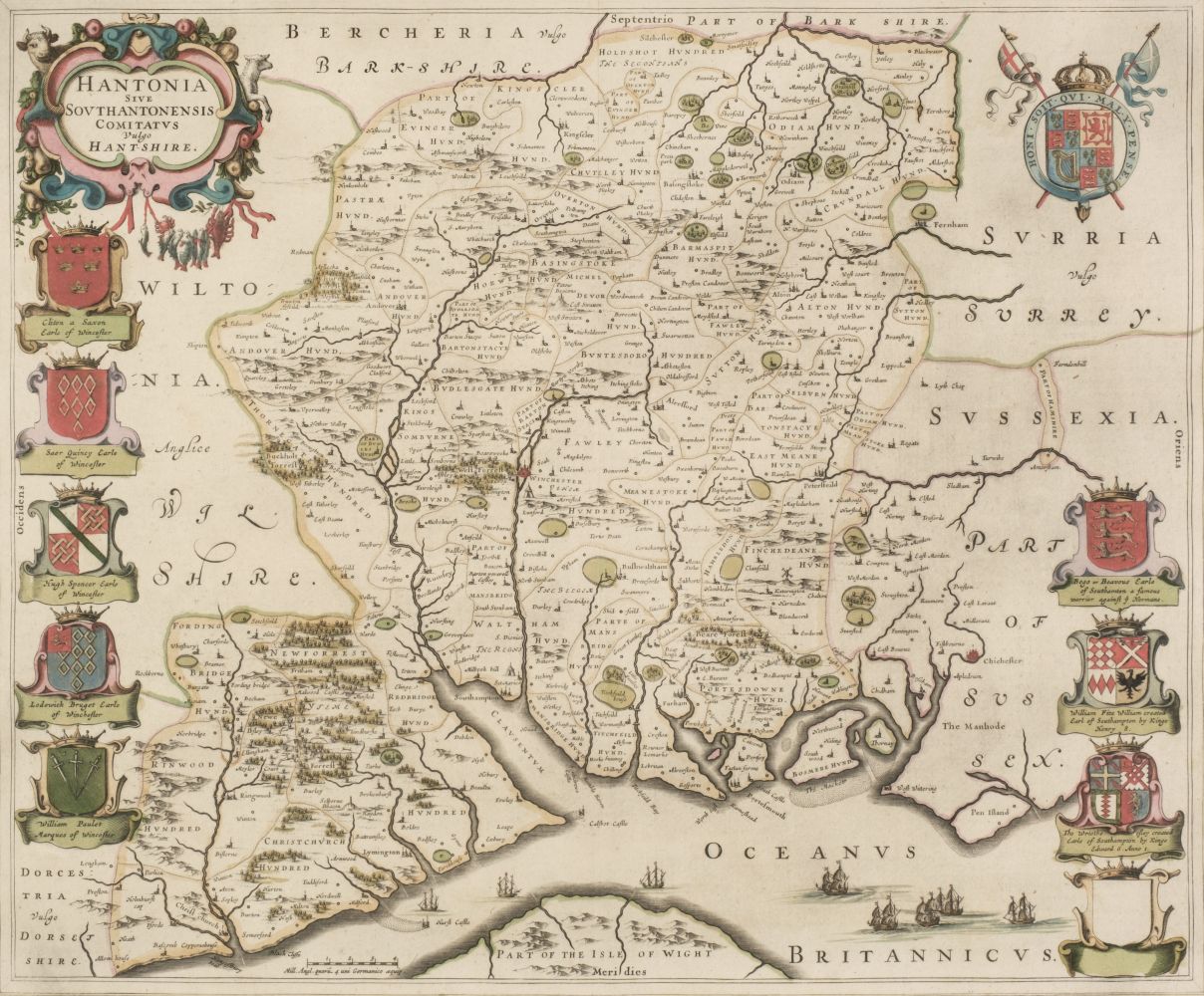 * Hampshire. Blaeu (J.), Hantonia sive Southantonensis comitatus vulgo Hant-shire, circa 1645