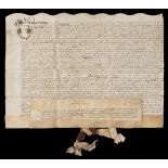 * Suffolk. Group of indentures, 17th century, including Charles I, Interregnum, & Charles II