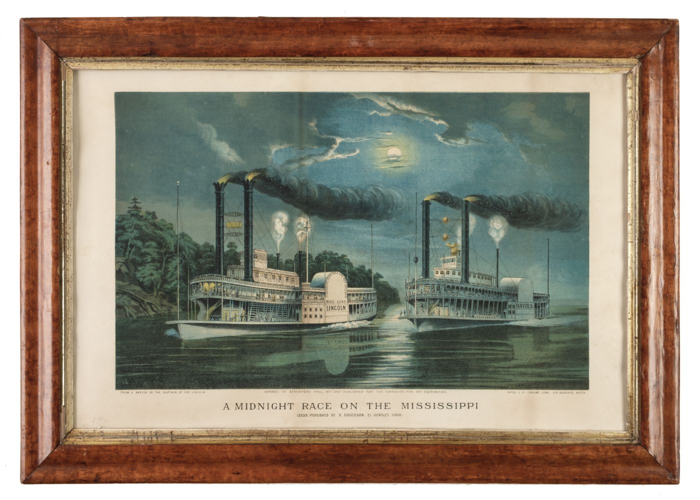 * Rogerson R., (publisher). A Midnight Race on the Mississippi, 1871