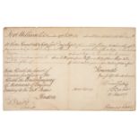 * Hastings (Warren, 1732-1818). Document signed, Fort William [India], 30 November 1772