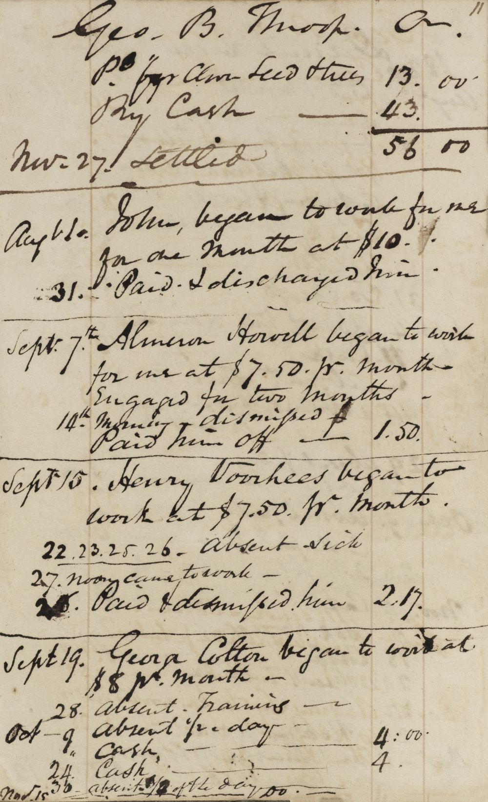 Antebellum New York. Grocer's account book mentioning US politicians, 1818-34