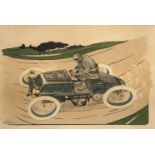 * Biais (Maurice, 1872-1926). Motoracing colour print, 1905 and two others