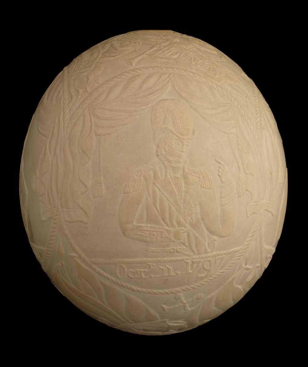 * Battle of Trafalgar. An ostrich egg, finely carved in shallow relief, circa 1805 - Image 3 of 5