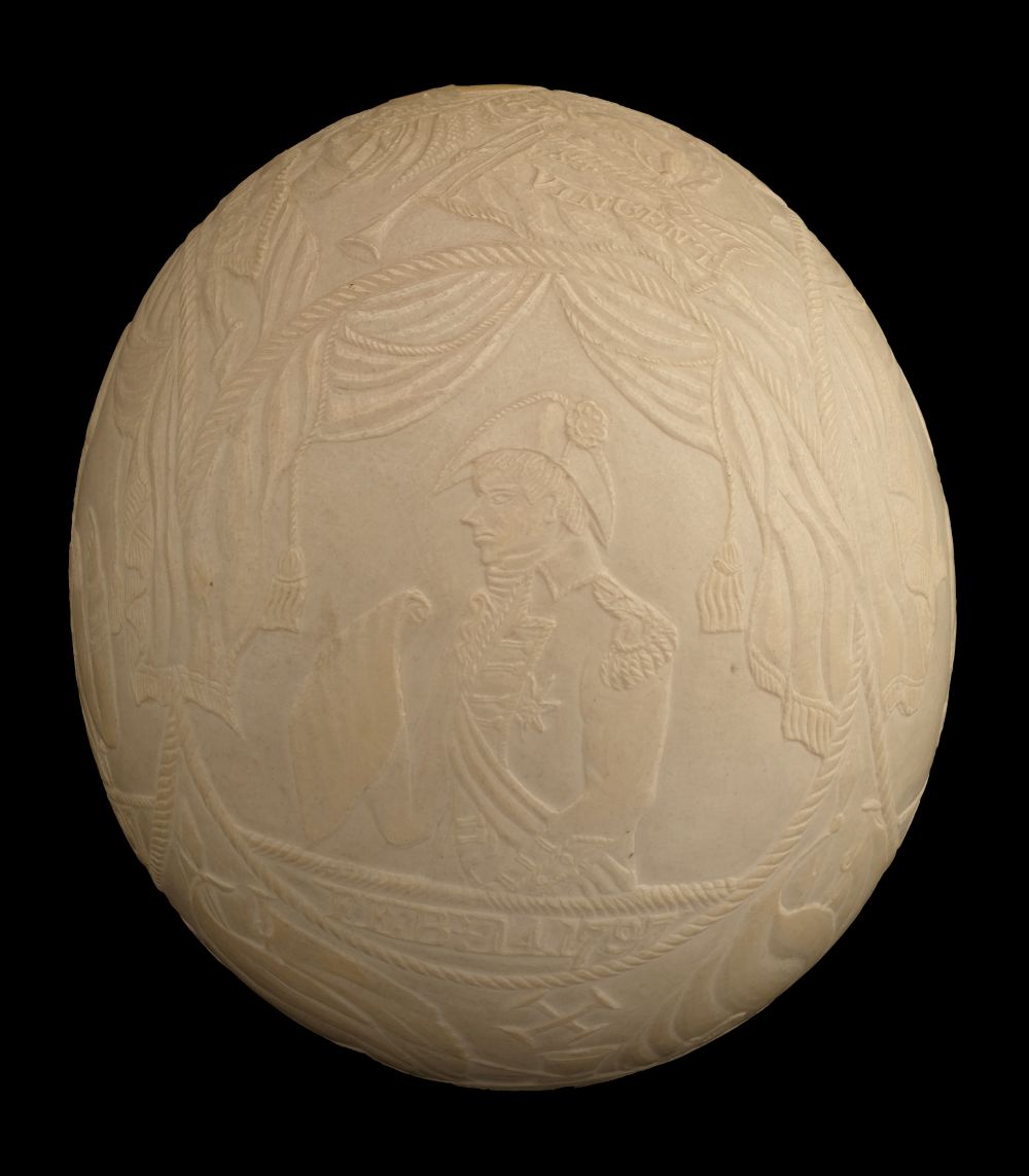 * Battle of Trafalgar. An ostrich egg, finely carved in shallow relief, circa 1805 - Image 2 of 5