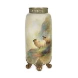 * Royal Worcester. A vase decorated with sheep by E. Barker