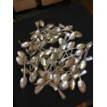 * Teaspoons. A collection of silver teaspoons