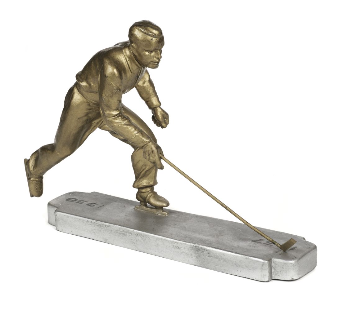 * Ice Hockey. An art deco spelter Ice Hockey player