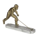 * Ice Hockey. An art deco spelter Ice Hockey player