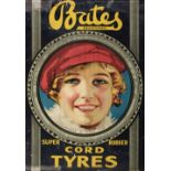 * Bates Tyres. An original 1920s Bates Super Rubber Cord Tyres Poster