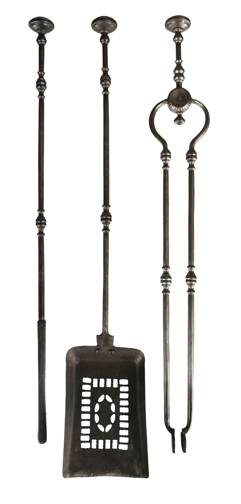 * Fire Tools. A set of George III cut steel fire tools