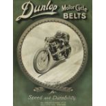 * Dunlop. A Dunlop Motor Cycle Belts advertising board c.1920