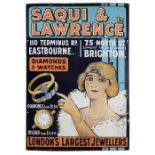 * Advertising. A Saqui & Lawrence Jewellers advertising enamel sign c.1920