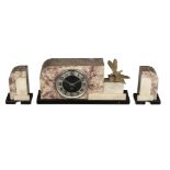 * Clock Garniture. An art deco marble clock garniture