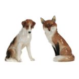 * Royal Worcester. Fox and Hounds, models and wall masks