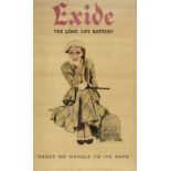 * Exide Batteries. A 1950s Show Card for Exide Batteries