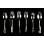 * Spoons. A collection of silver dessert spoons