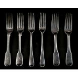 * Forks. A collection of silver table forks