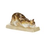 * Royal Worcester. "Cat Eating" modelled by Stella R. Crofts (2897)