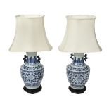 * Table Lamps. A pair of Chinese porcelain vases, late Qing converted to table lamps