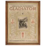 * Gladiator. An original Gladiator Cycle & Automobiles Poster c.1904