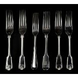 * Forks. A collection of silver table forks