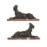 * French School (19th century). A pair of bronze goats