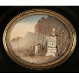 * Memorial miniature. Oval miniature painting commemorating C.F. Buhlman, 1857