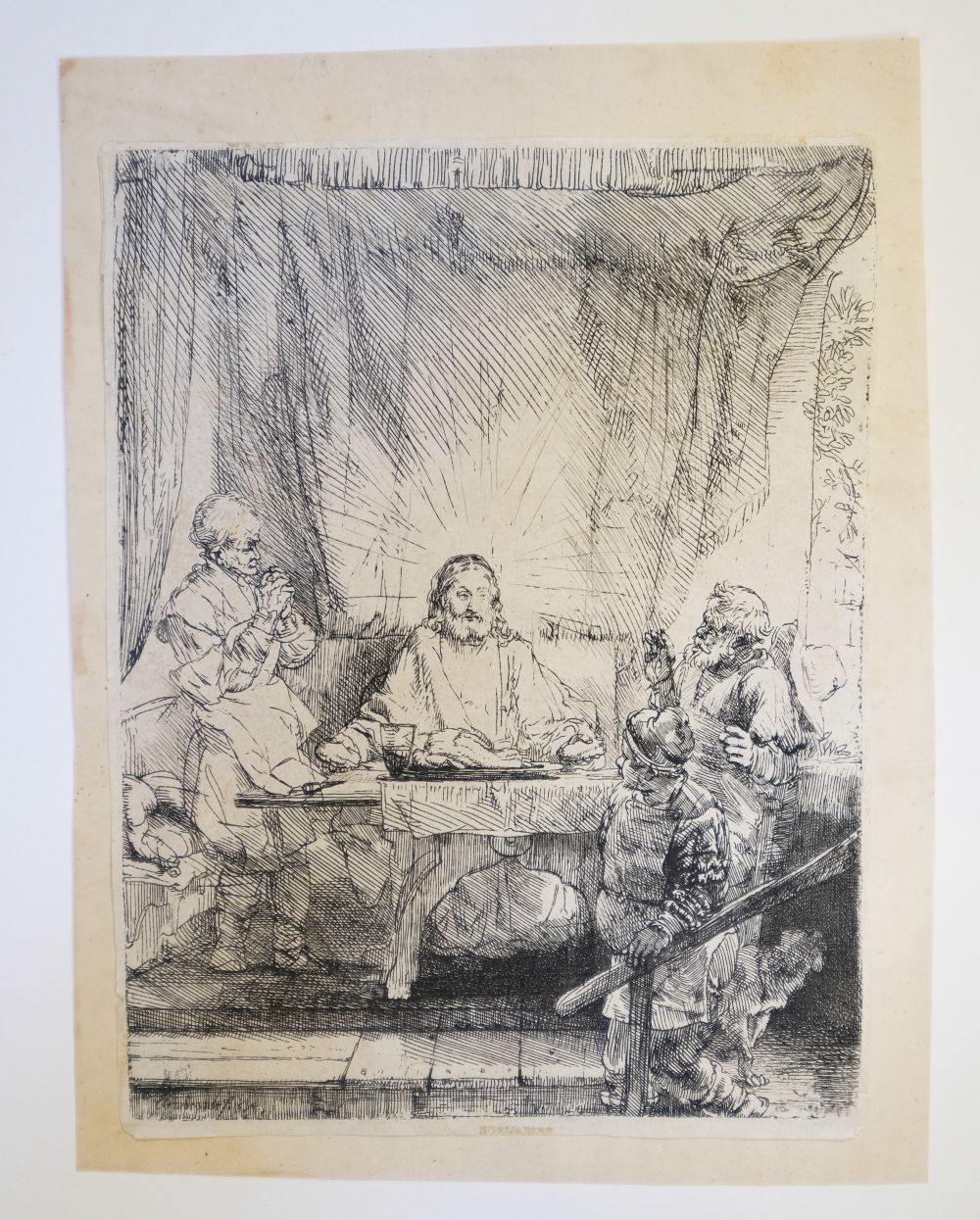 * Rembrandt (Harmensz. van Rijn, 1606-1669). Christ at Emmaus: The Larger Plate, 1654 - Image 4 of 6