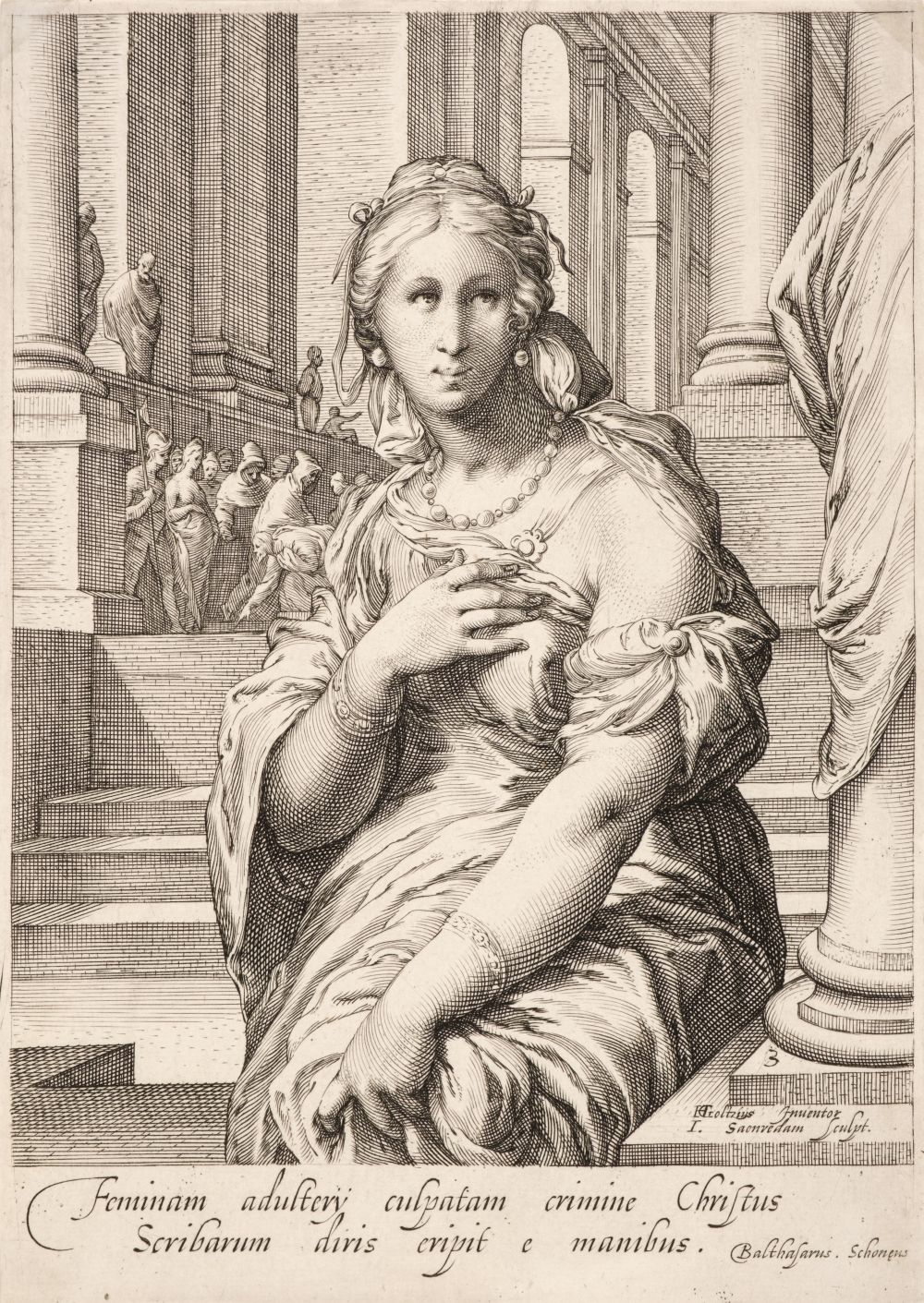 * Saenredam (Jan Pietersz., 1565-1607). The Adulterous Woman, after Goltzius