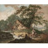 * Sasse (Richard, 1774-1849). Rustic Landscape with figures by an old mill