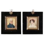 * Miniatures. Portrait of an Army Surgeon and his wife, c.1830