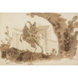 * Italian School. Drawing of an equestrian monument, circa 1820s