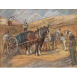 * English School. Quarry workers with horses and carts, early 20th century