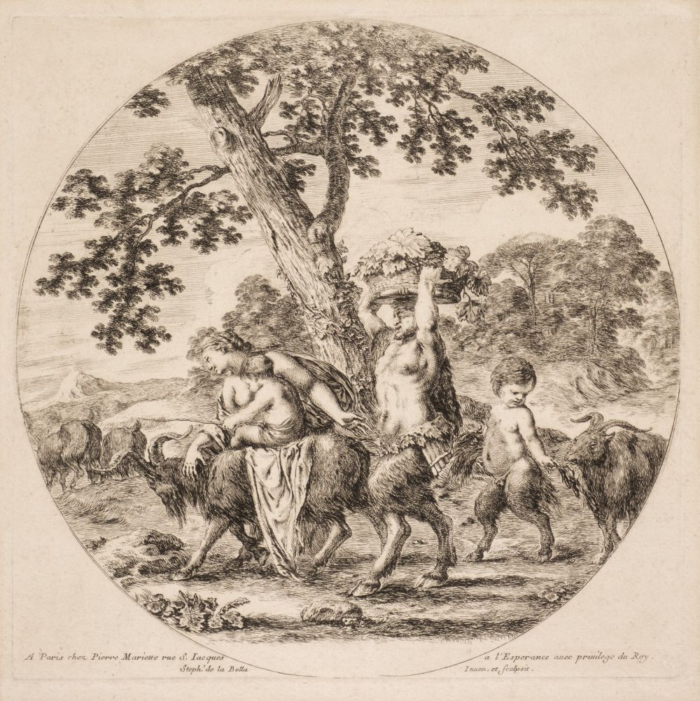 * Della Bella (Stefano, 1610-1664). A Satyr Family Walking