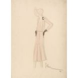 * Guida (John, 1896-1965). Fashion design for a pink day dress, circa 1930