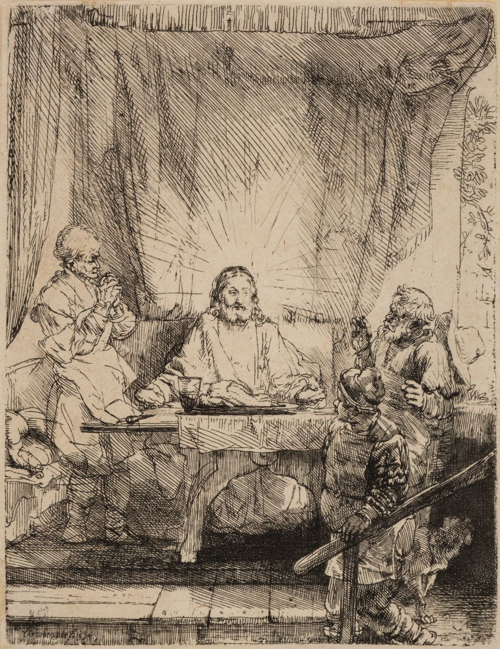 * Rembrandt (Harmensz. van Rijn, 1606-1669). Christ at Emmaus: The Larger Plate, 1654