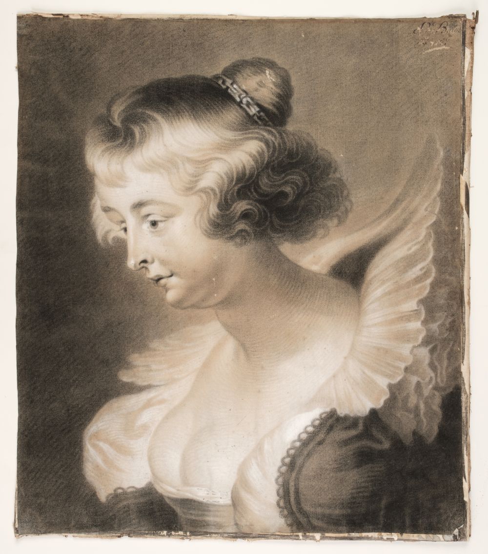 * Van Balen (Jan, circa 1611-1654). Portrait of Helena Fourment, black and white chalk - Image 2 of 3