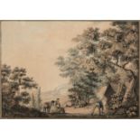 * Grimm (Samuel Hieronymus, 1733-1794). Landscape with figures
