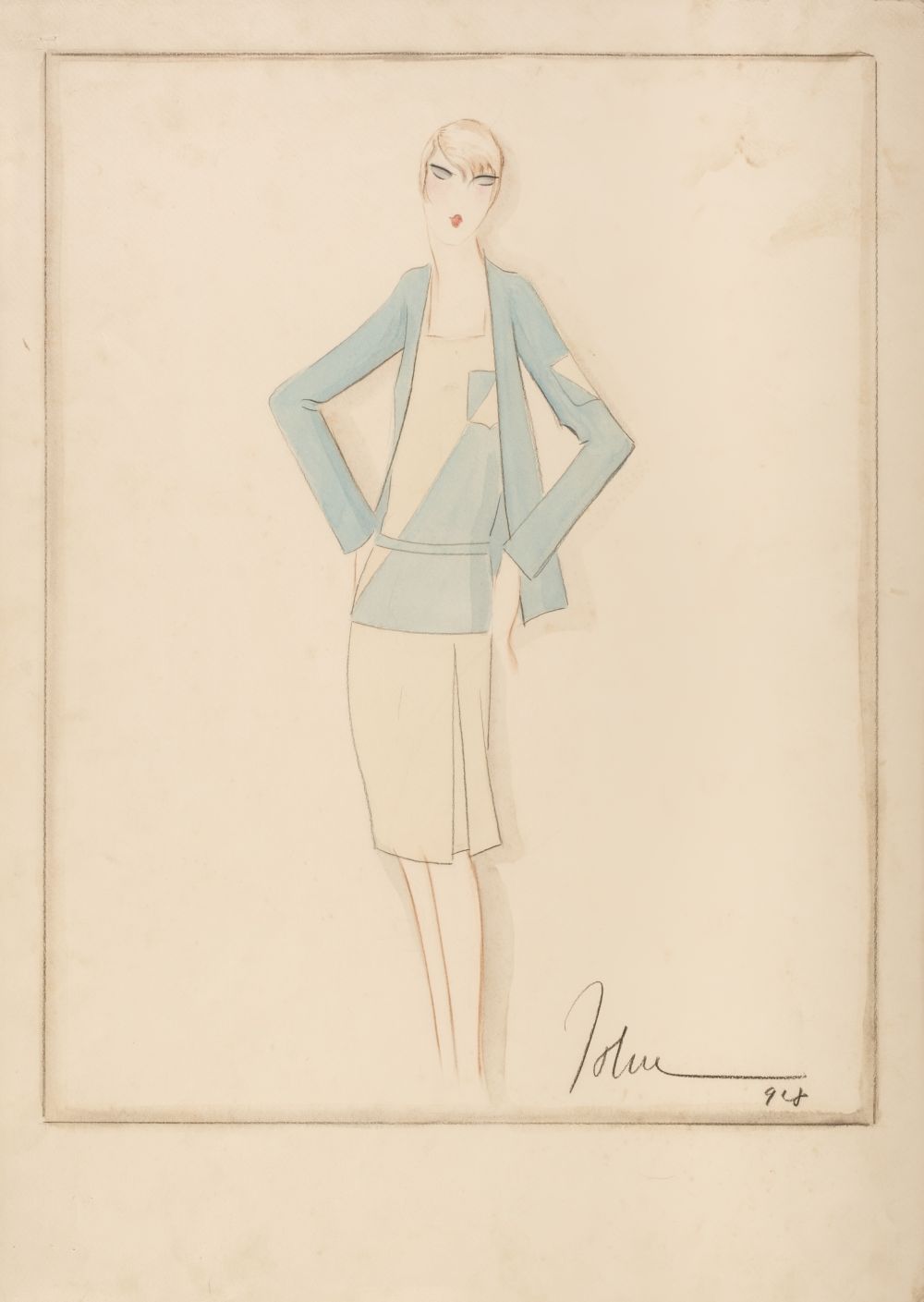 * Guida (John, 1896-1965). Fashion design for a pleated dress and jacket, circa 1930