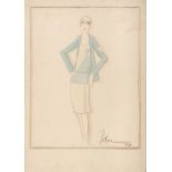 * Guida (John, 1896-1965). Fashion design for a pleated dress and jacket, circa 1930