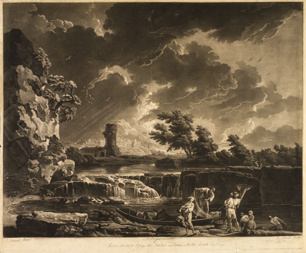 * Laurie (Robert) Landscape with storm and fishermen by the river and others