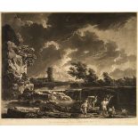 * Laurie (Robert) Landscape with storm and fishermen by the river and others