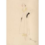 * Guida (John, 1896-1965). Fashion design for a long coat, circa 1930