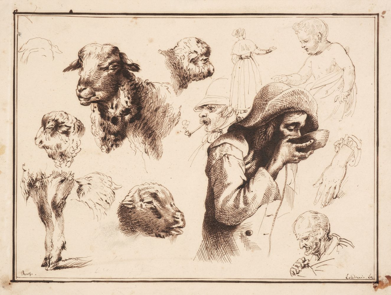 * Londonio (Francesco, 1723-1783). Studies of Sheep and Figures