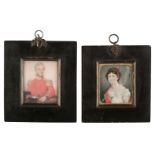 * Miniatures. Portrait of a Senior Officer of the British Army and another of his wife, c.1830