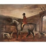 * Naive School. Mounted huntsman and hounds leaving stone archway, mid-late 19th century