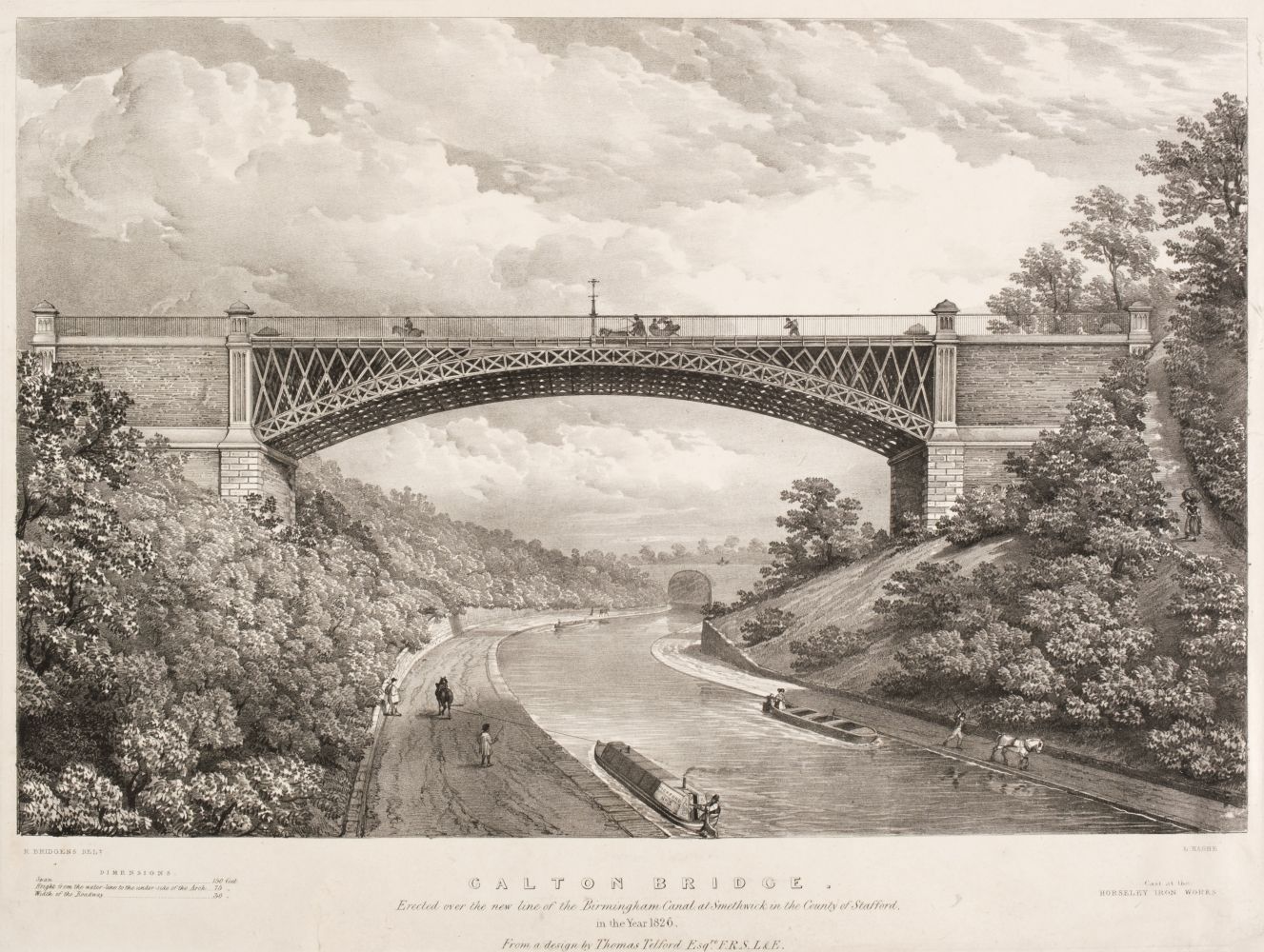 * Haghe (Louis). Galton Bridge. Erected over the new line of the Birmingham Canal at Smethwick, 1826