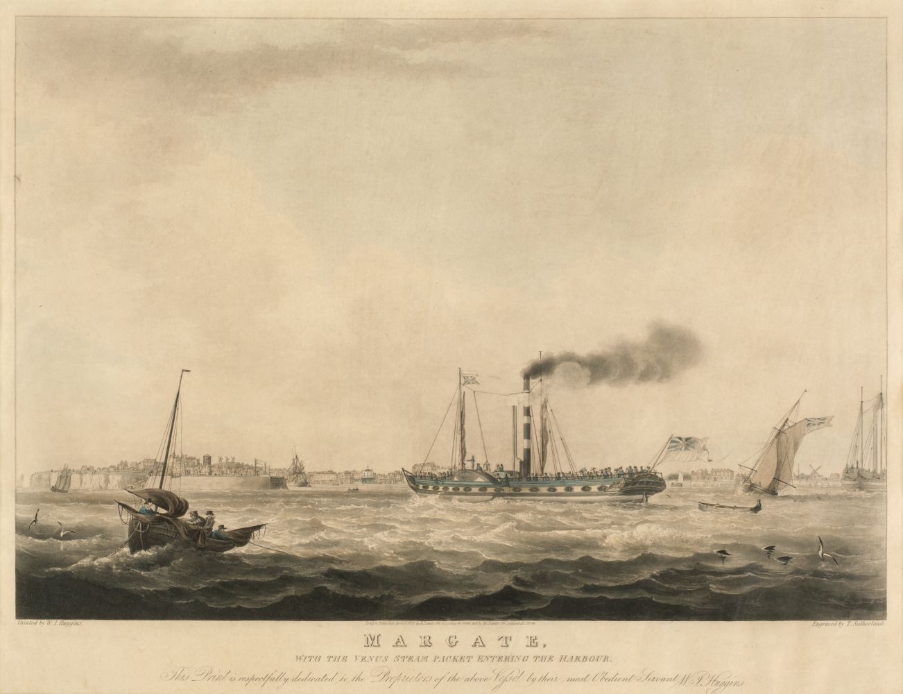 * Sutherland (Thomas). Margate, with the Venus Steam Packet entering the Harbour, 1823
