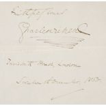 * Dickens (Charles, 1812-1870). Autograph sentiment signed, 'Charles Dickens', 17 December 1853