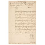 * Walpole (Robert, 1676-1745). A very fine, rare Document Signed, ‘R Walpole’, 22 July 1740